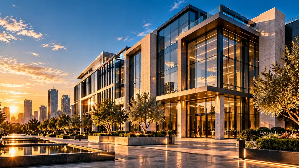 Contemporary corporate architecture (illustrative image)